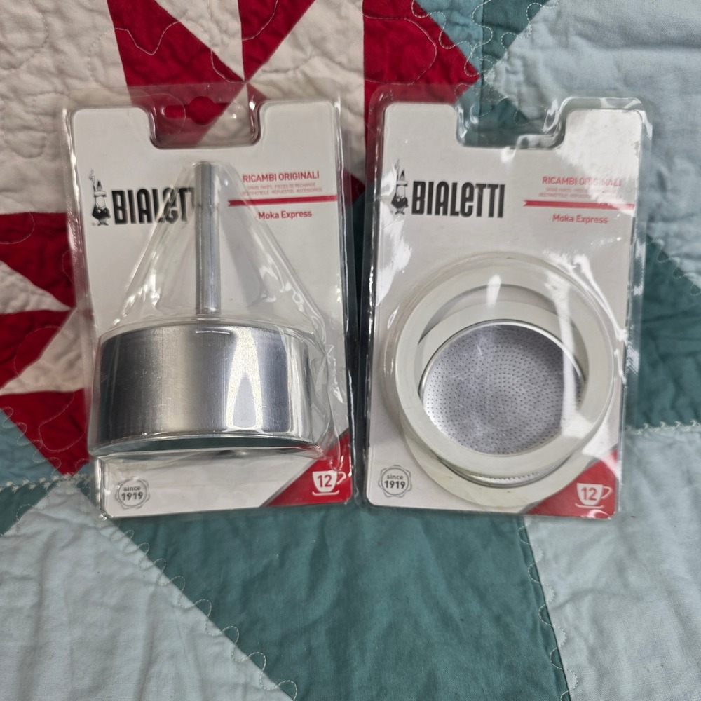 Bialetti Moka Express 12 Cup Replacement Parts Funnel Gaskets and Filter Plate